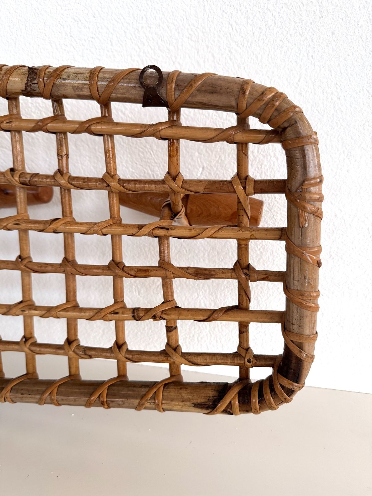 Italian Bamboo And Rattan Coat Hanger Or Coat Rack, 1970s photo vintage