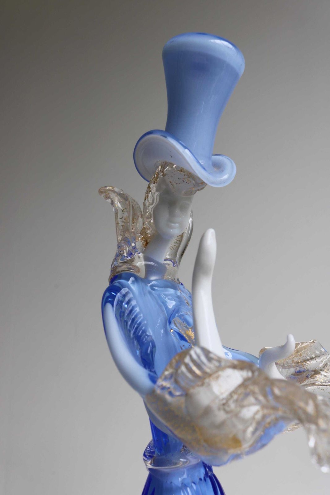 Murano Glass Dancing Gentleman Blue Gold Aventurine – Franco Toffolo Style – Venetian Art Figurine photo furniture