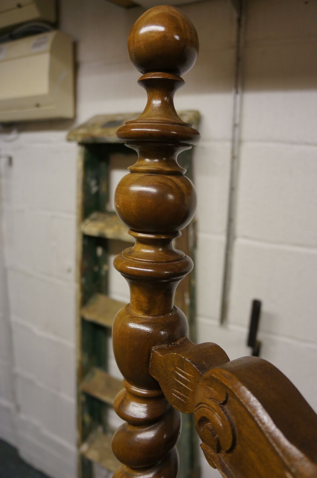 photo buy 20th Century Spanish Baroque Hand Carved Bed (Mahogany/Walnut/Cherry) With Slabs