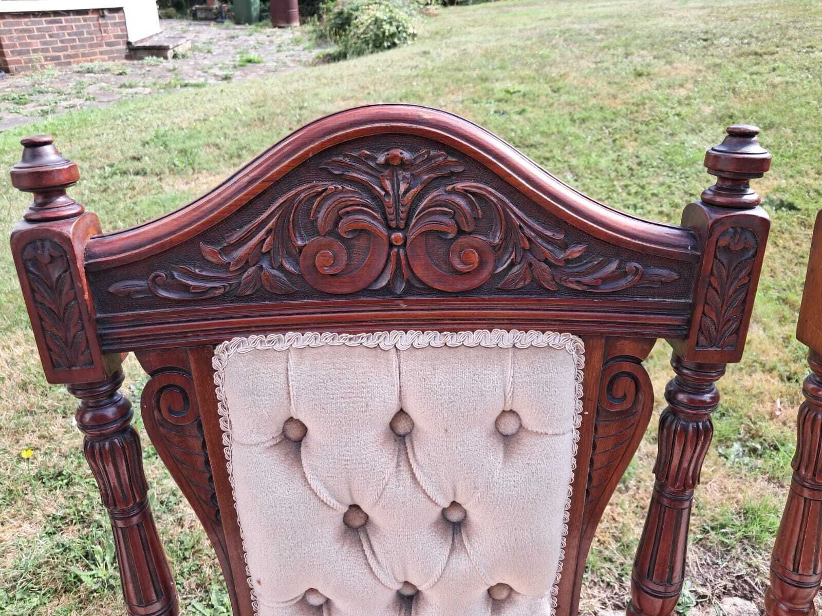 Antique Carved Button Back Dining Chairs Set Of 4 photo buy