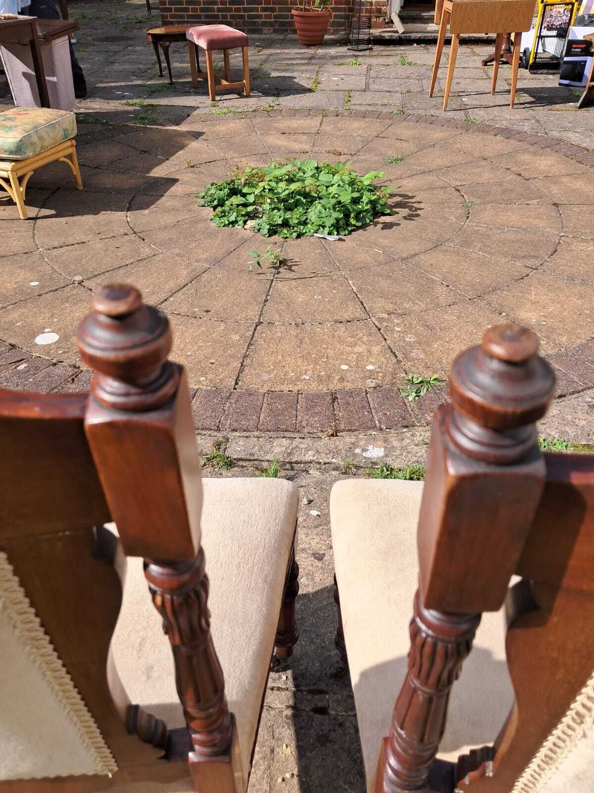 Antique Carved Button Back Dining Chairs Set Of 4 photo vintage