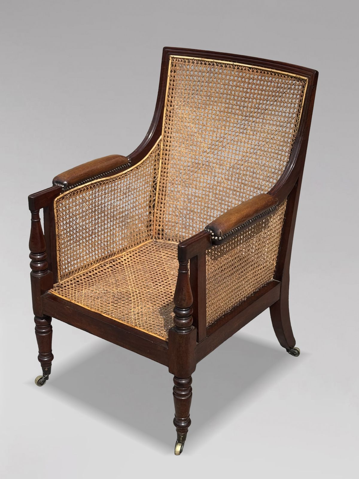 Early 19th Century George IV Period Mahogany Caned Library Bergère photo furniture