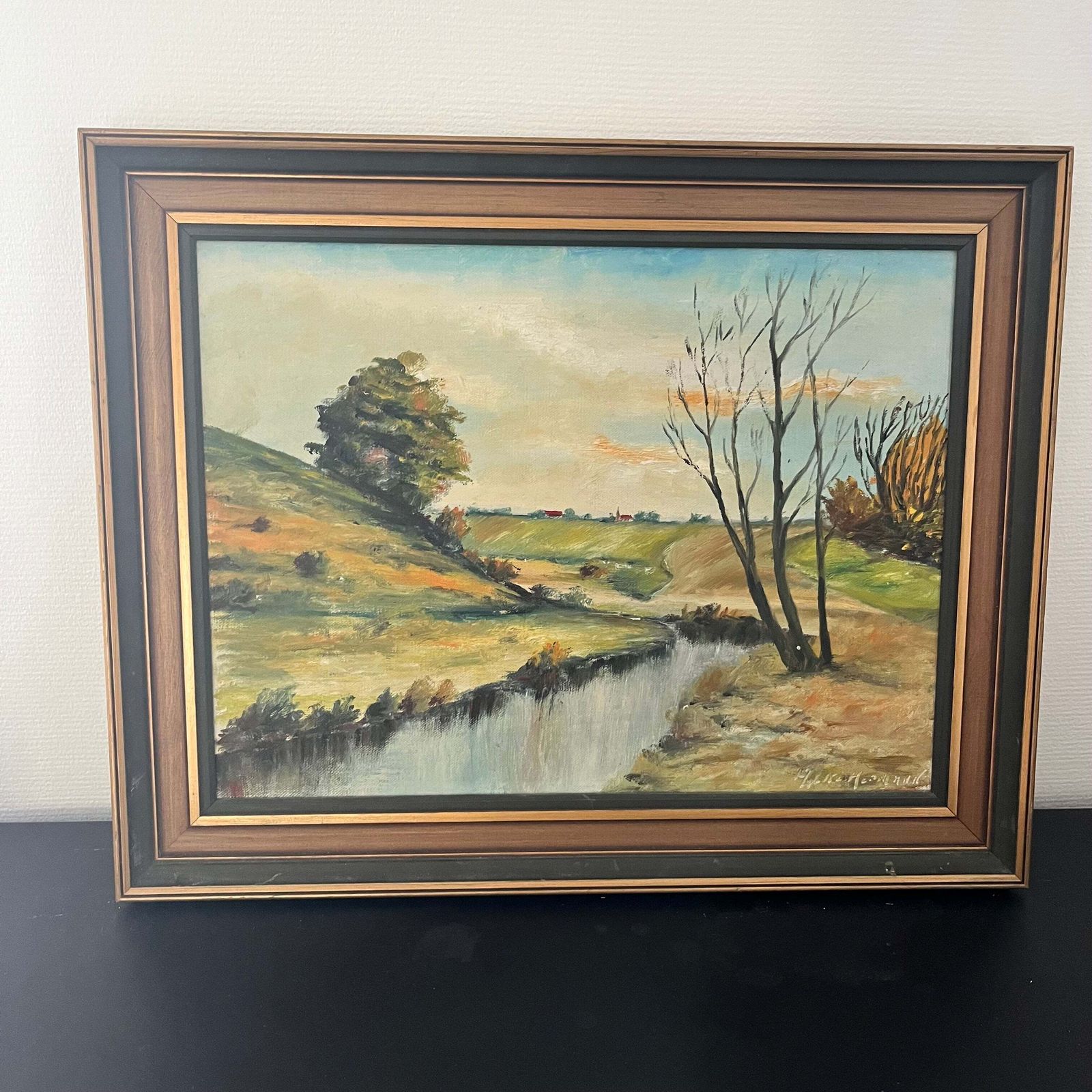 “Tranquil Stream In Early Autumn” – Original Oil Painting By Scandinavian Artist photo furniture