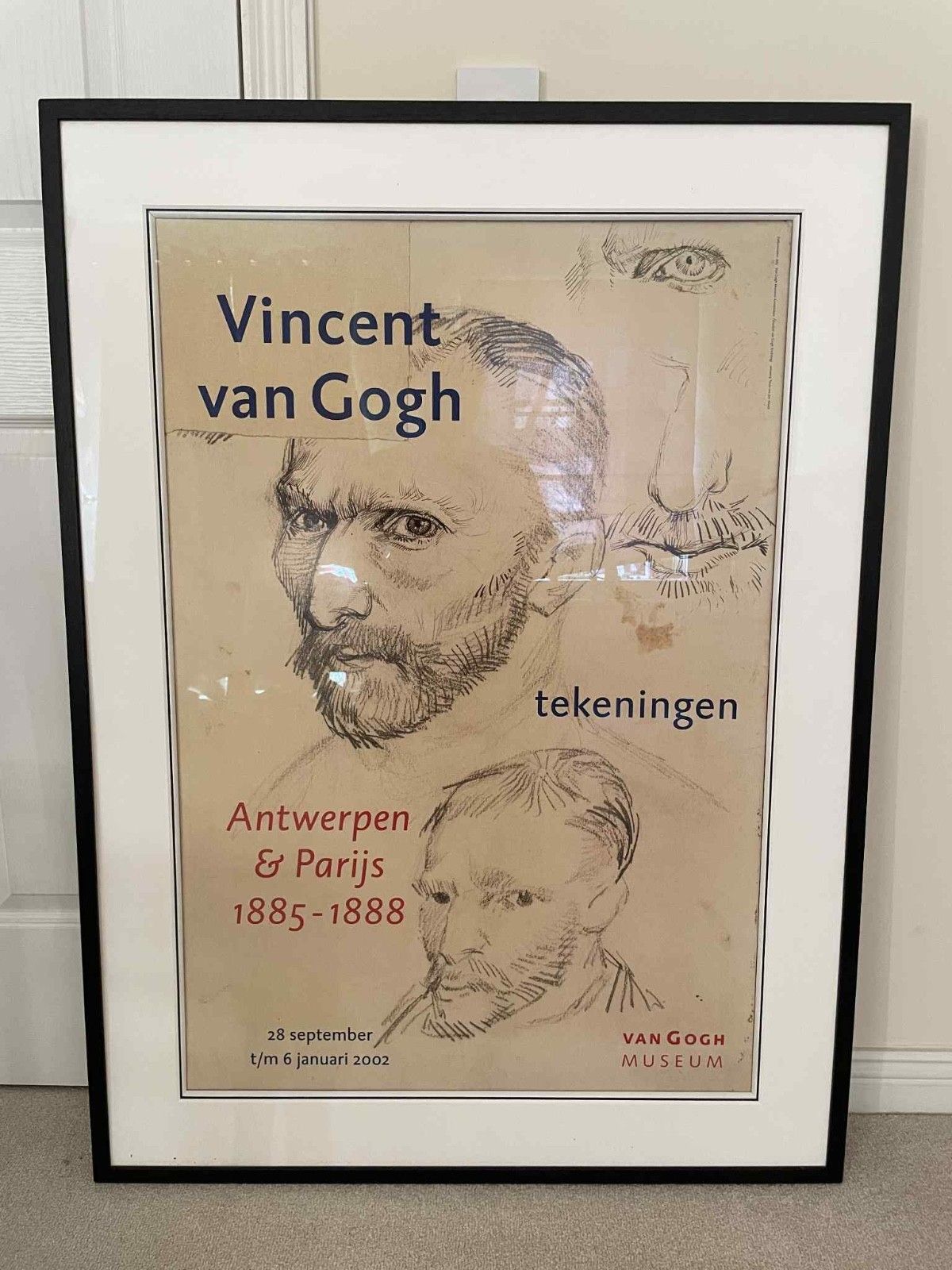 Rare 2002 Dutch Vincent Van Gogh Self Portrait Sketch Museum Exhibition Poster. photo furniture