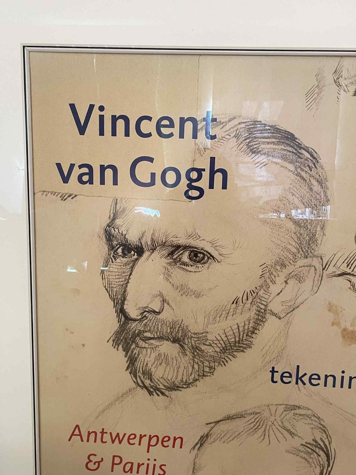 Rare 2002 Dutch Vincent Van Gogh Self Portrait Sketch Museum Exhibition Poster. photo 245.0