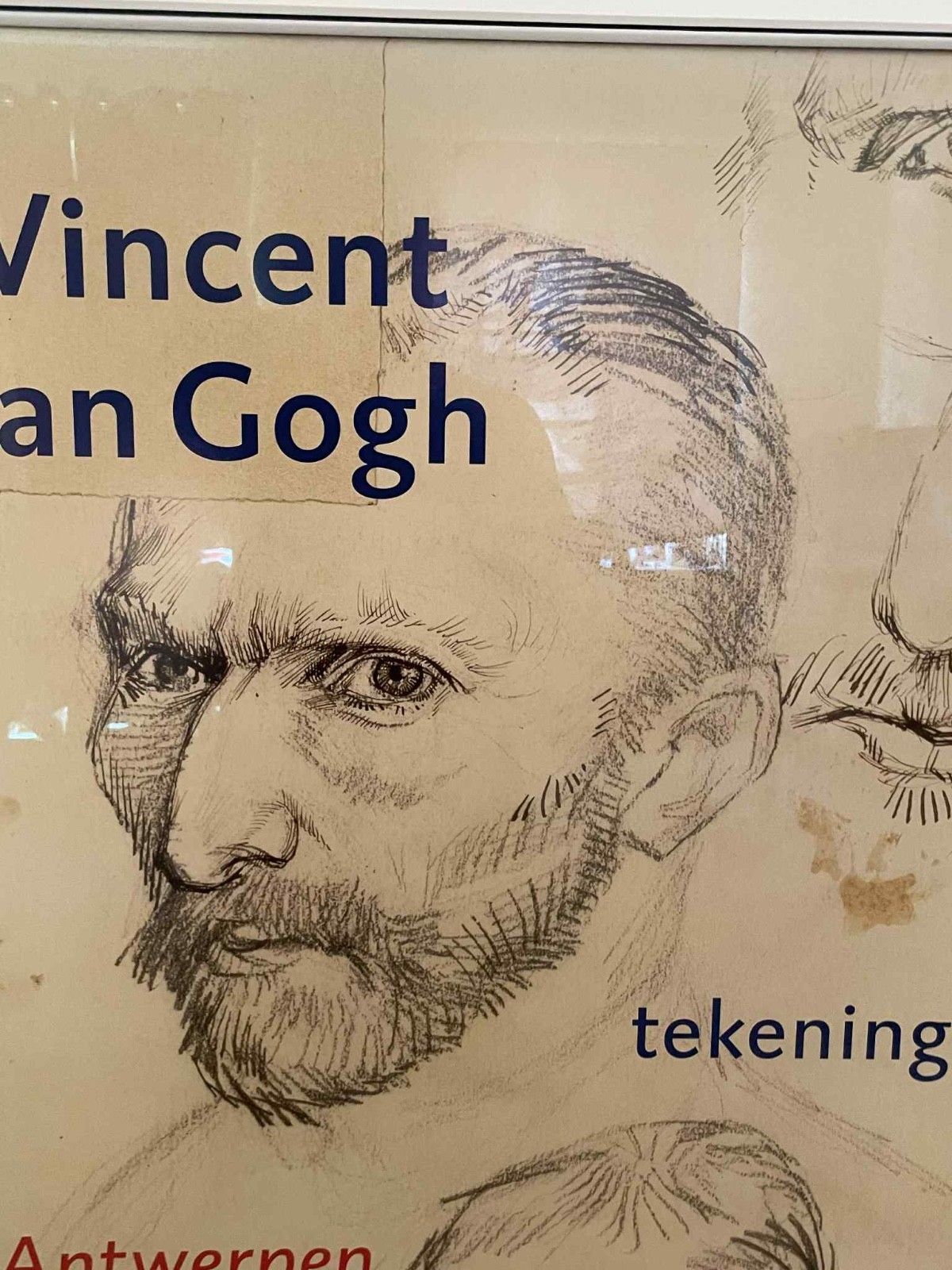 Rare 2002 Dutch Vincent Van Gogh Self Portrait Sketch Museum Exhibition Poster. photo buy