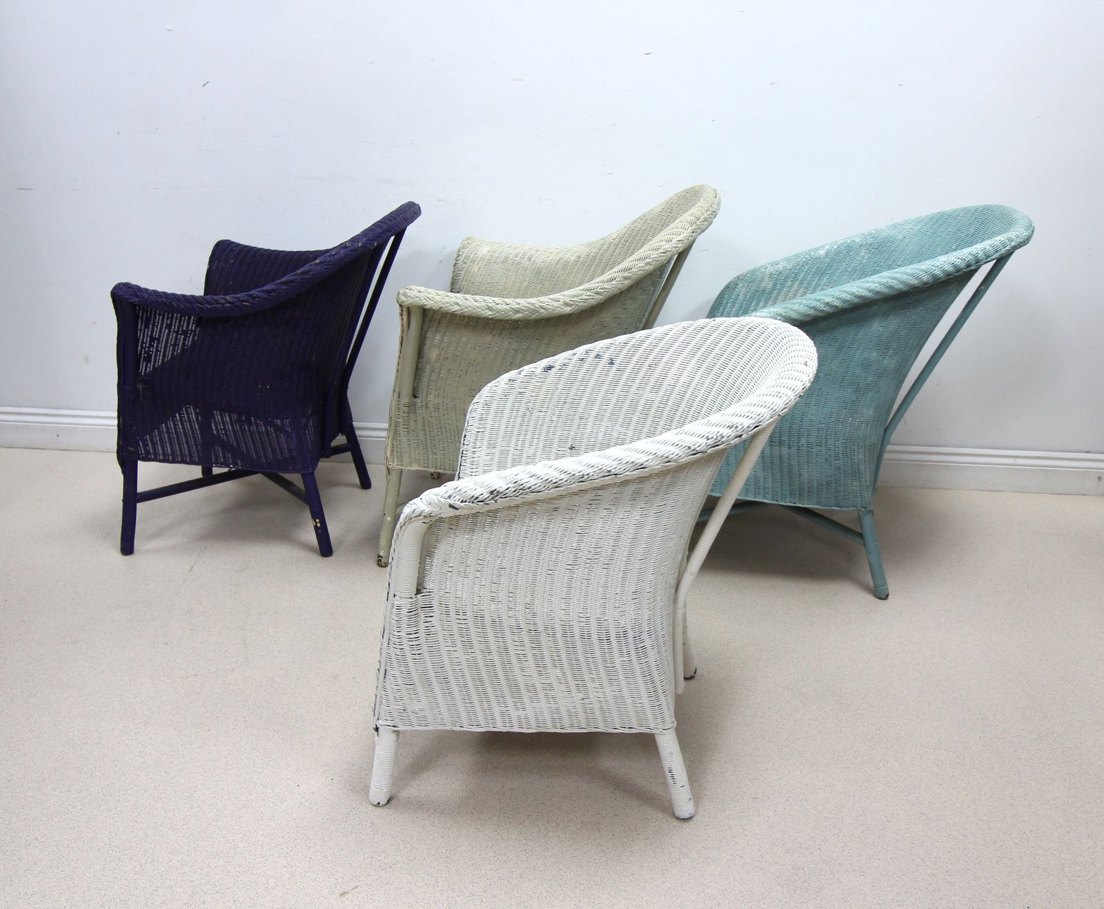 Set Of 1 Lloyd Loom Lusty Chair And 3 Other Lloyd Loom Style Chairs   4 In All photo buy
