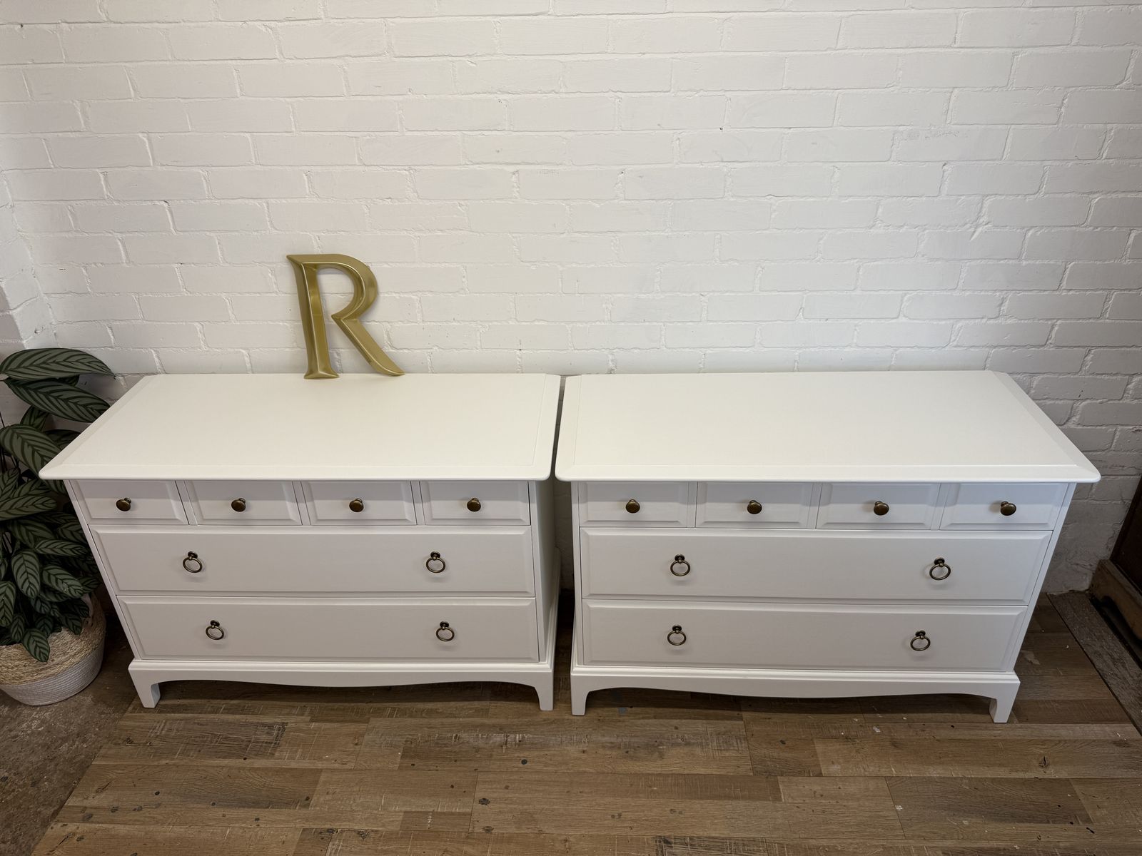 Pair Of Stag Minstrel 4 Over 2 Chest Of Drawers – Painted In Chantilly Lace photo Furniture