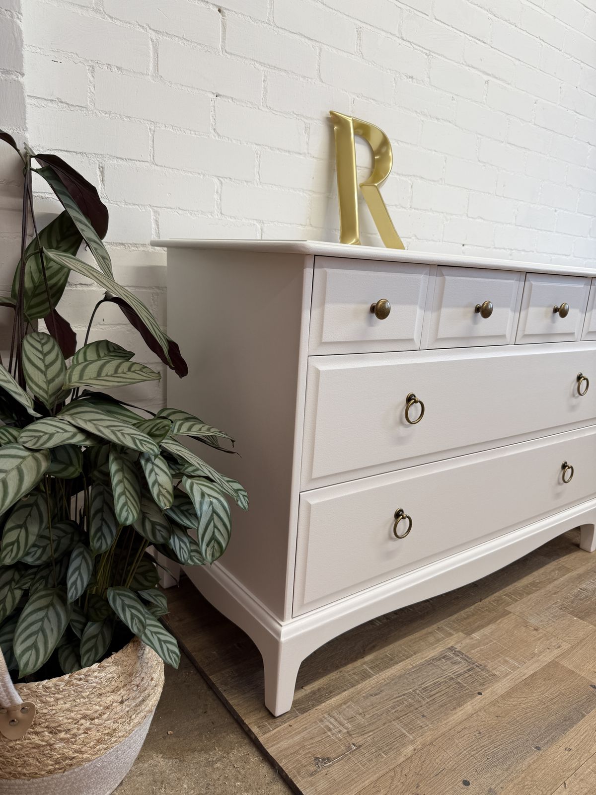 photo for sale Pair Of Stag Minstrel 4 Over 2 Chest Of Drawers – Painted In Chantilly Lace