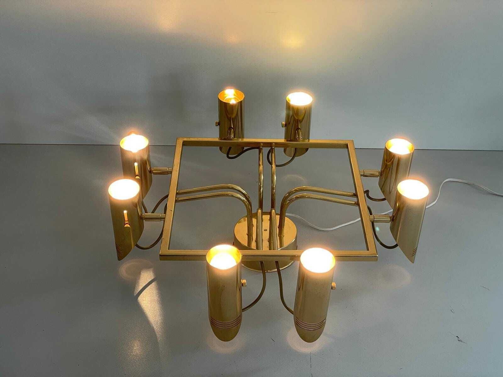 8 Armed Sputnik Flush Mount Chandelier In Brass, 1970s, Italy photo furniture