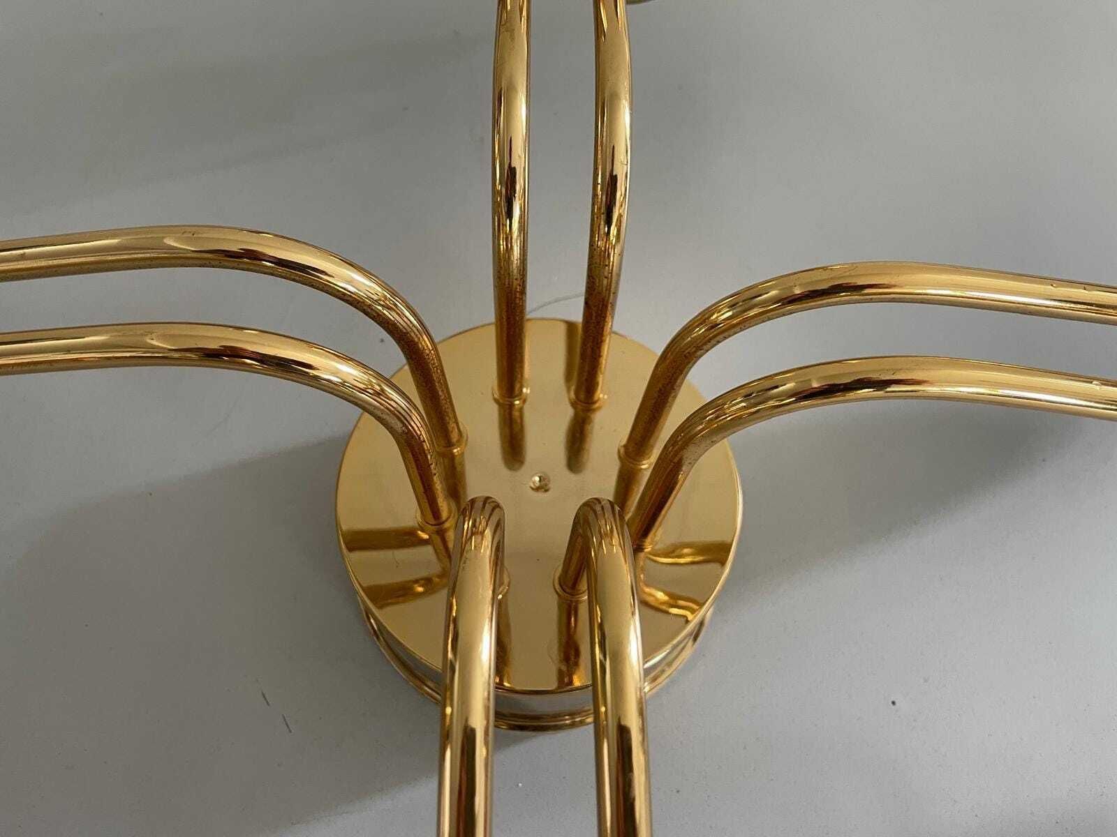 8 Armed Sputnik Flush Mount Chandelier In Brass, 1970s, Italy photo vintage