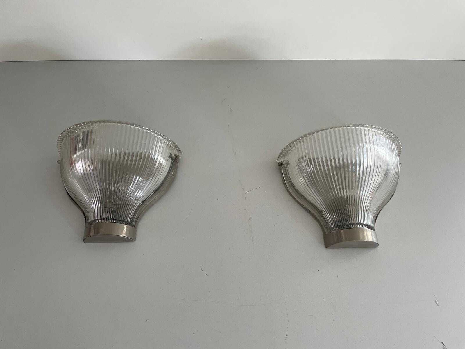 Italian Design Thick Art Glass Pair Of Sconces, In Style Of Ignazio Gardella, 1950s, Italy