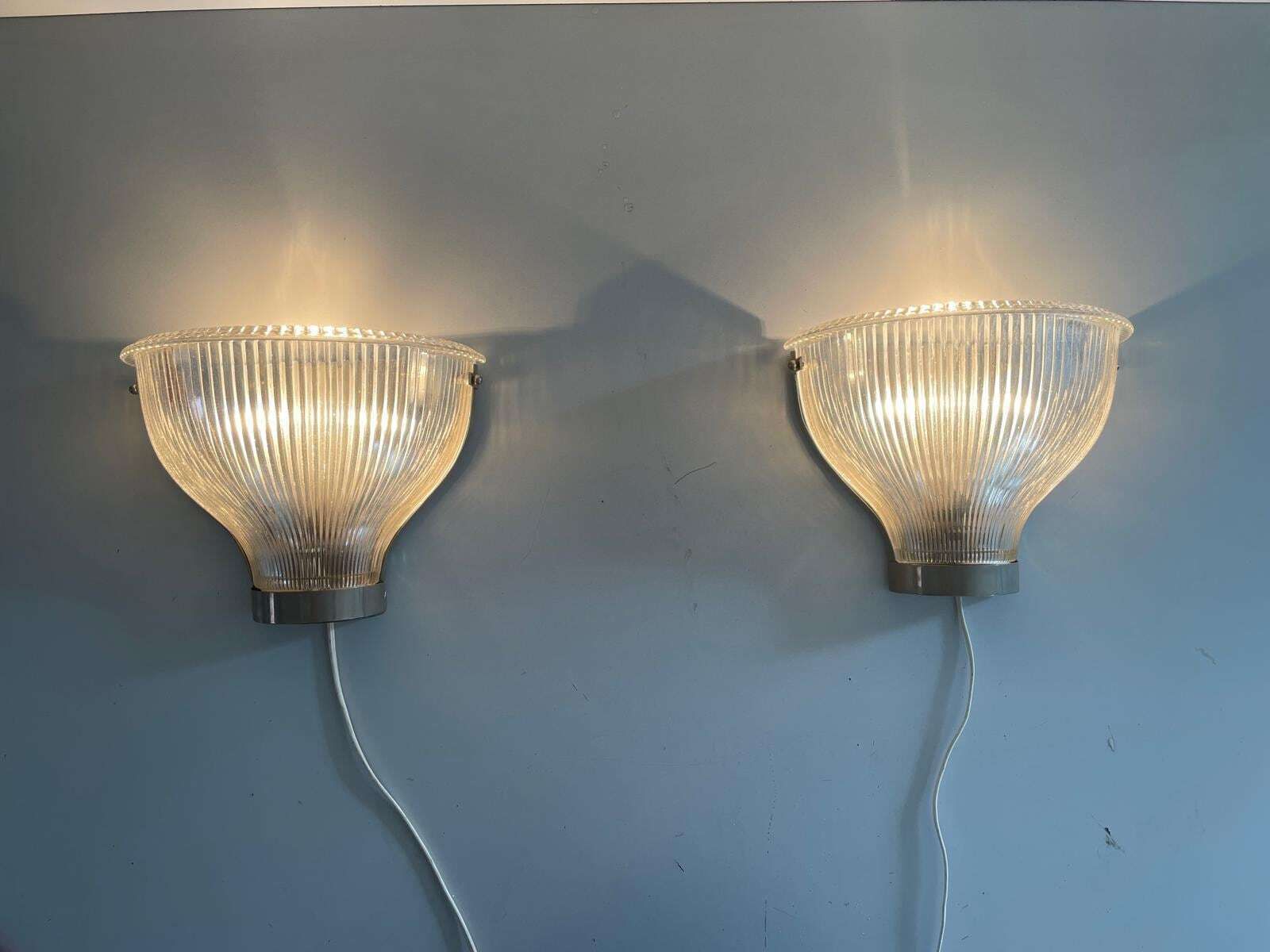 Italian Design Thick Art Glass Pair Of Sconces, In Style Of Ignazio Gardella, 1950s, Italy photo for sale