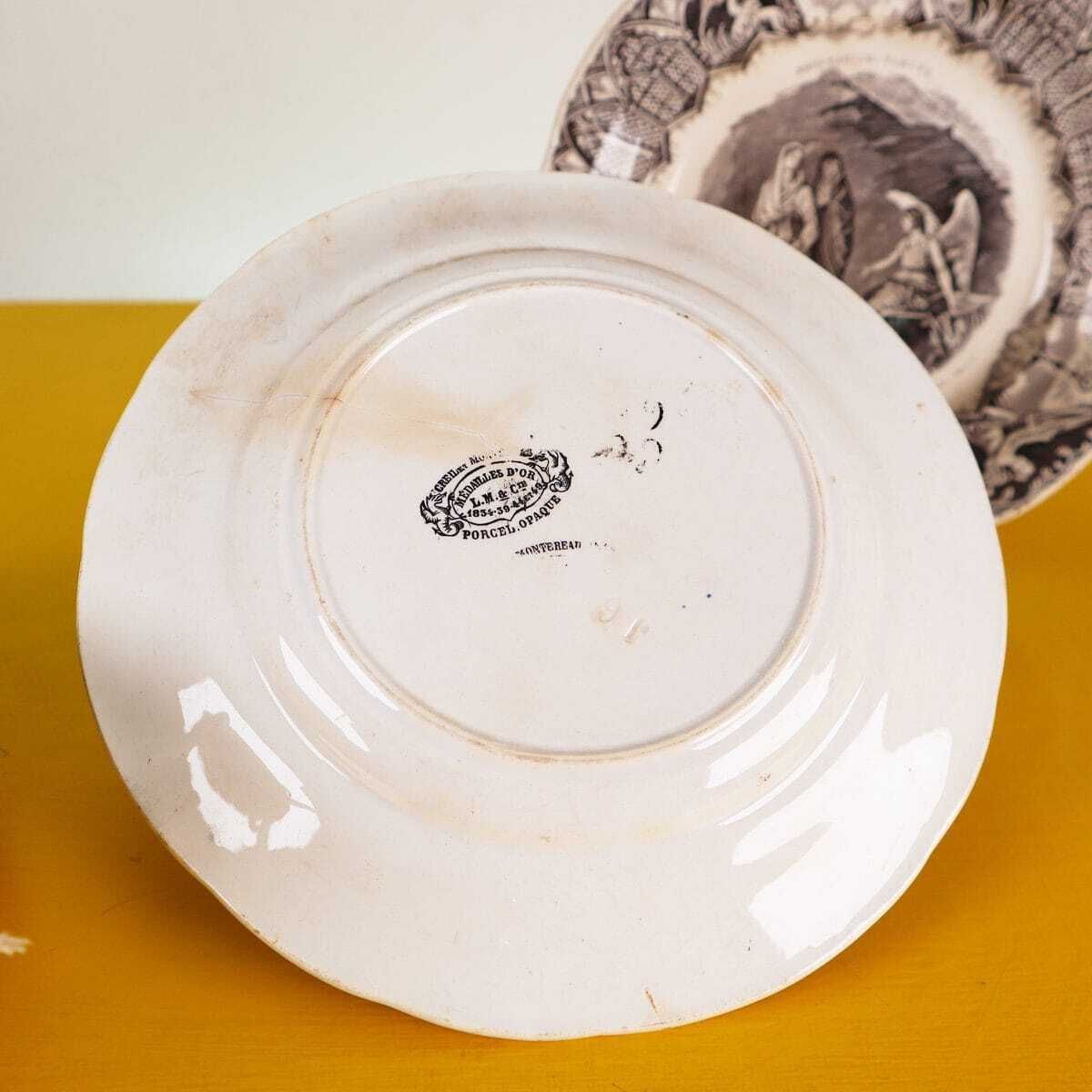 Montereau Porcelain Ornamental Plates 5 Pieces photo vintage