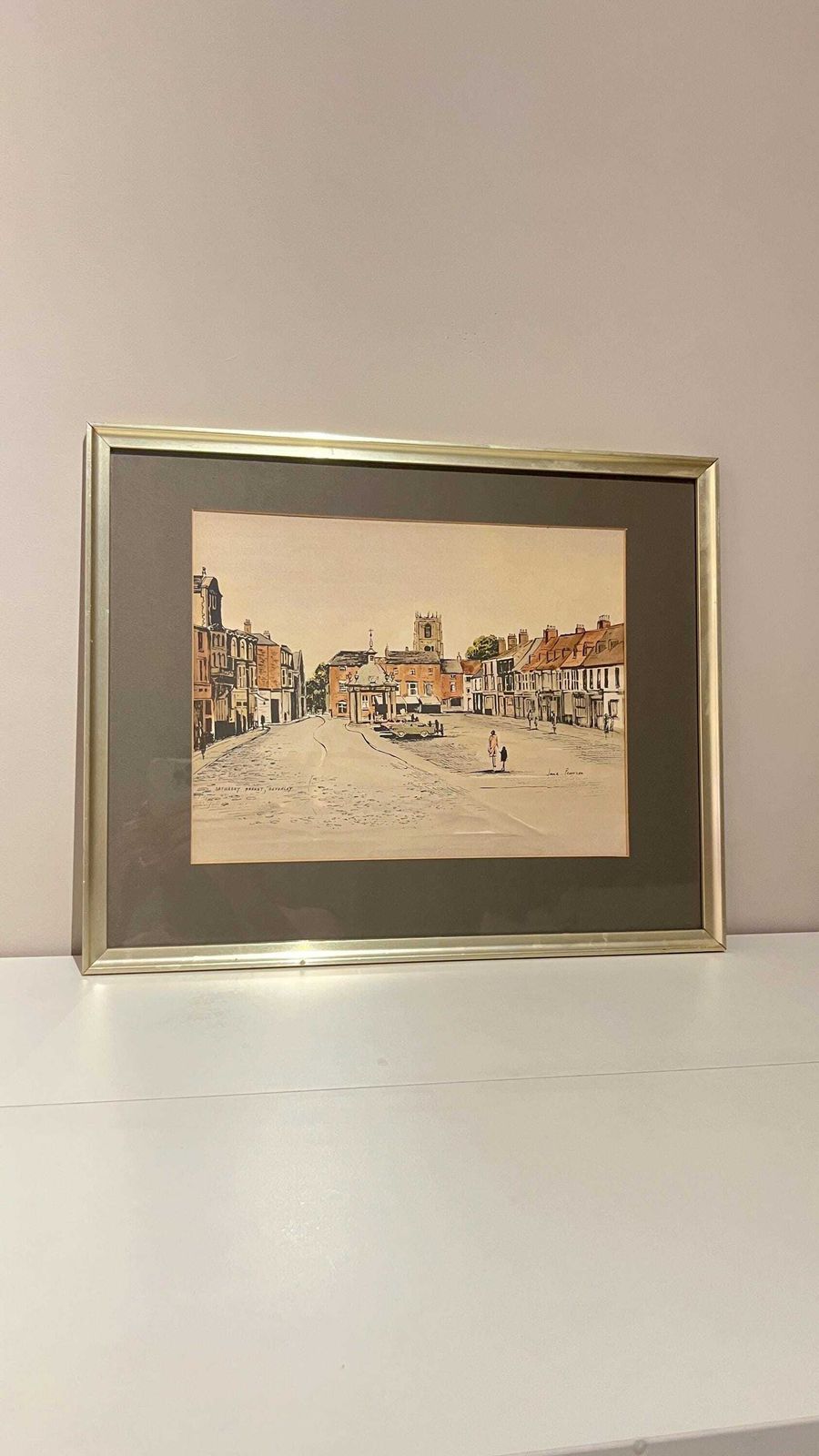 photo for sale Vintage Hand Coloured Saturday Market Beverley Picture By Jane Pearson | Framed Townscape Art