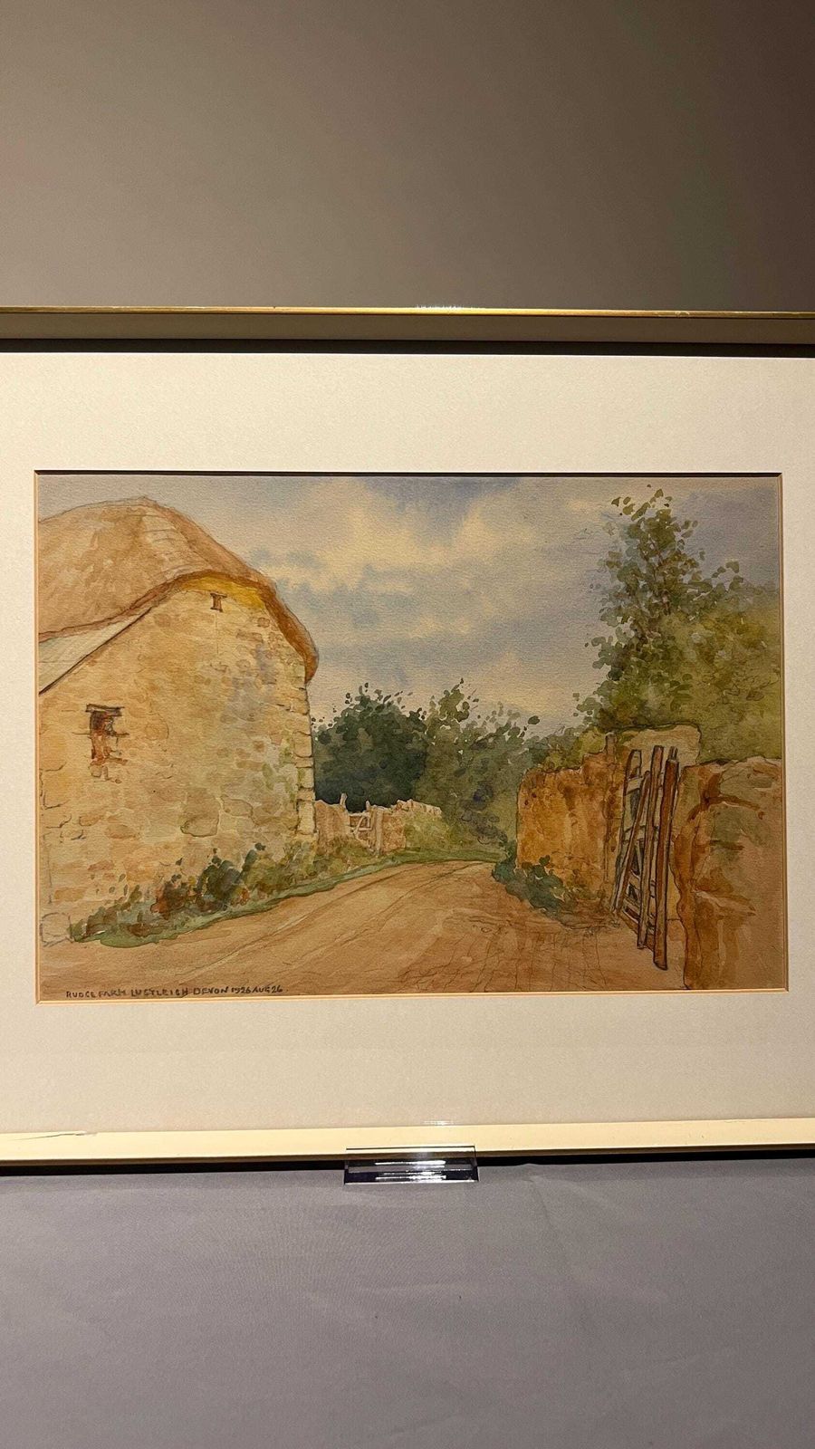 Vintage 1926 Watercolour Picture Of Rudge Farm, Lustleigh Devon | Countryside Scene In Solid Wood Frame photo for sale