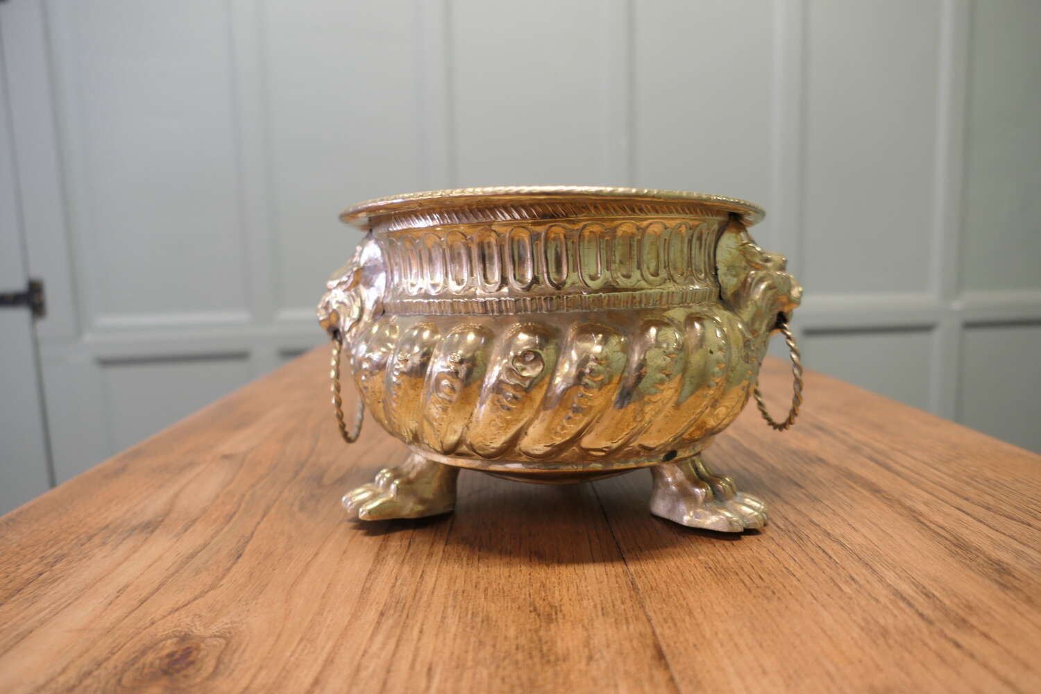 Gothic Brass Jardiniere With Lions Mask Handles photo furniture