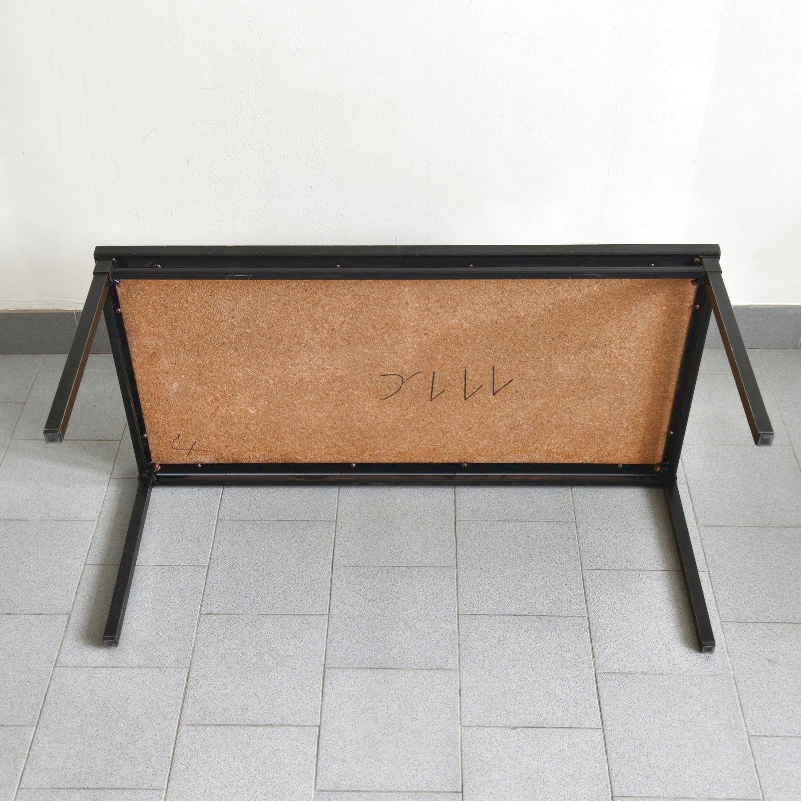 Furniture Vintage 1960s Ceramic & Metal Black Lacquer Coffee Table 60s Retro 60s photo