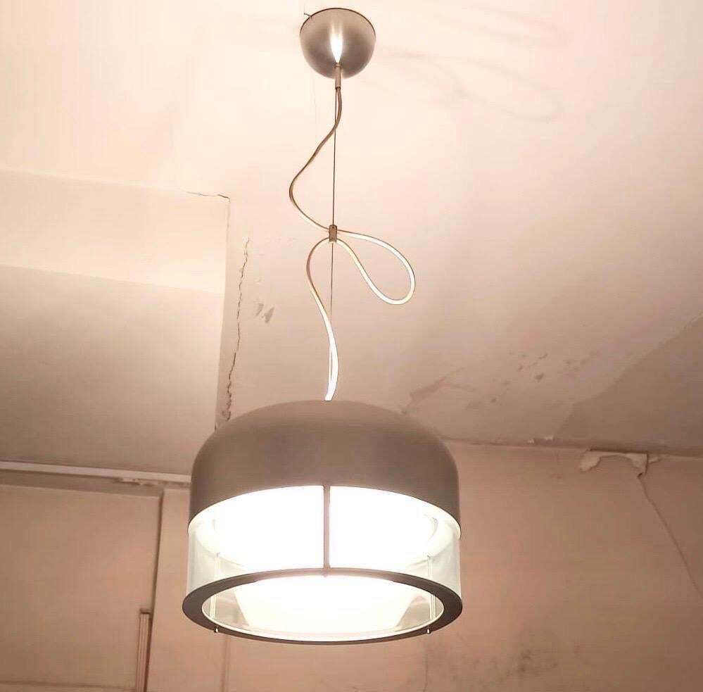 1970s Space Age Steel And Glass Pendant By Pia Guidetti Crippa For Lumi Milano photo buy