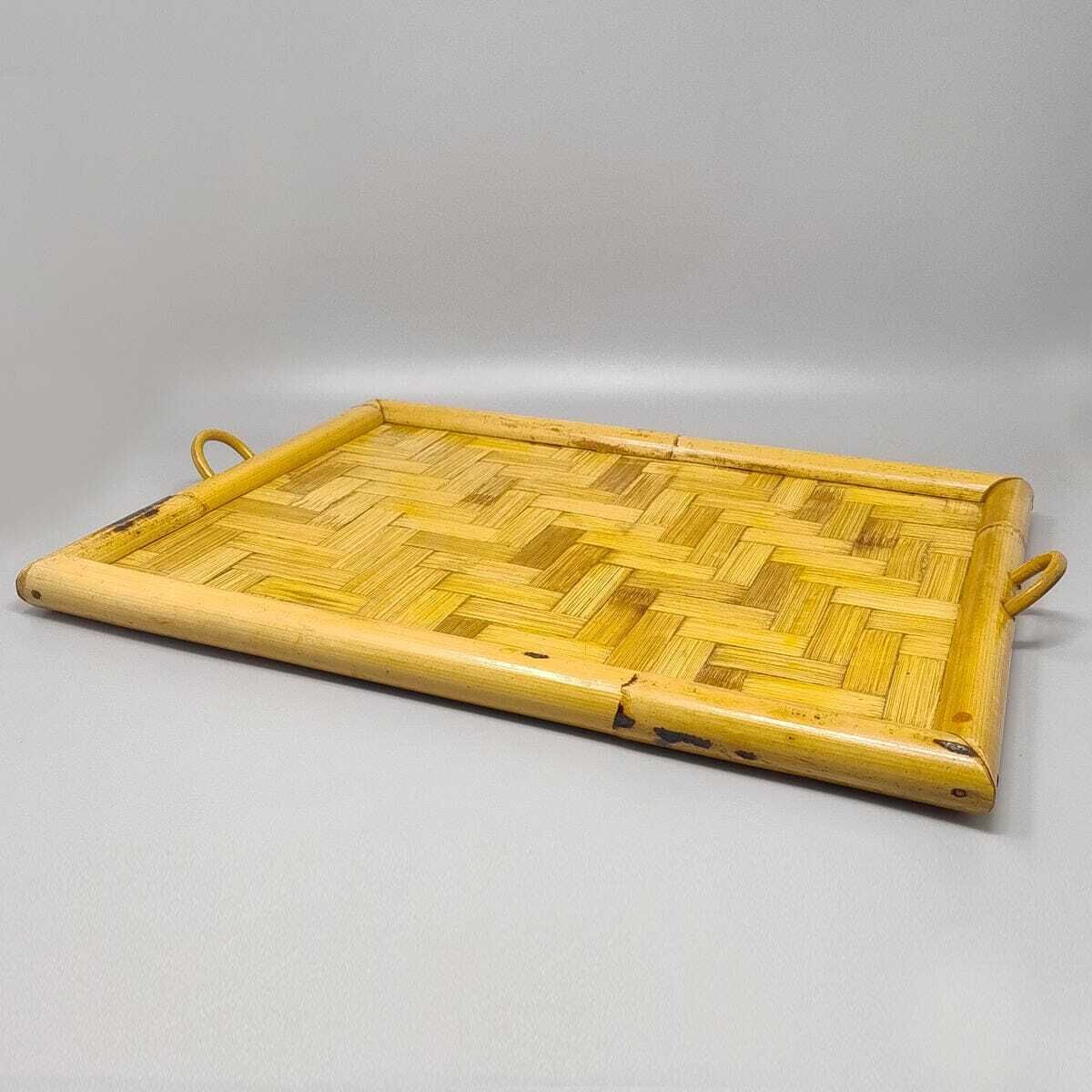 1970s Astonishing Italian Tray In Bamboo, Rattan And Wicker. Made In Italy photo Home Decor