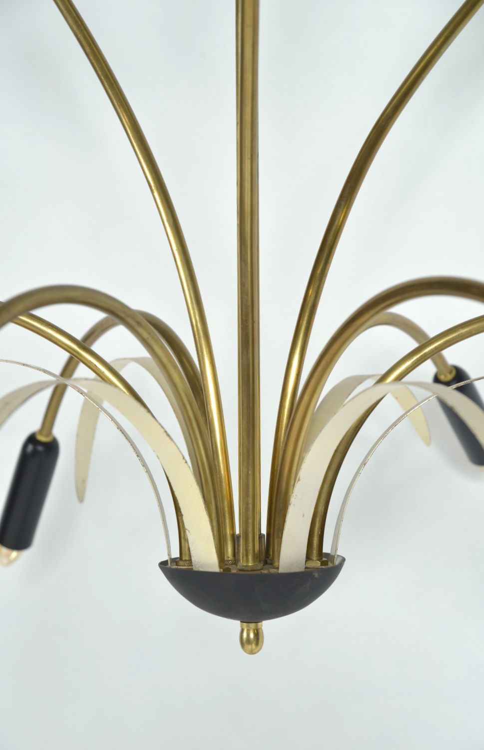photo vinterior Midcentury Stilnovo 9 Arm Italian Spider Pendant Light Brass Copper Sputnik 1950s