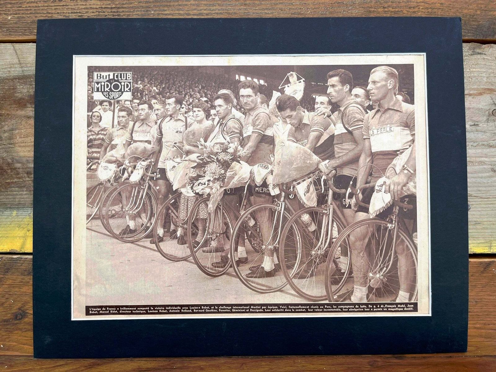 Vintage Cycling Print   Tour De France, French Team Original 1955