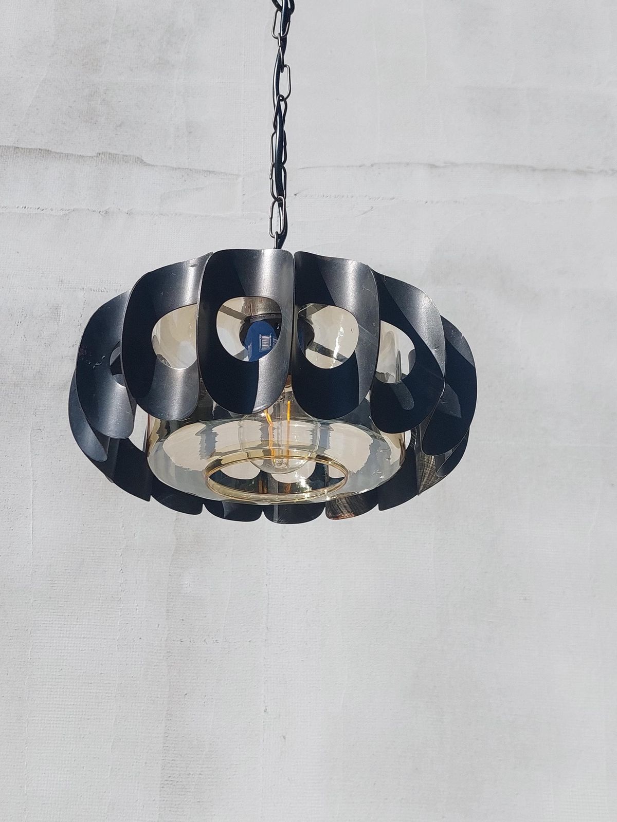 Vintage Brutalist Chandelier / Vintage Pendant Lamp / Space Age Pendant Lamp / Mcm Pendant Lamp / Atomic Light / 70's photo vintage