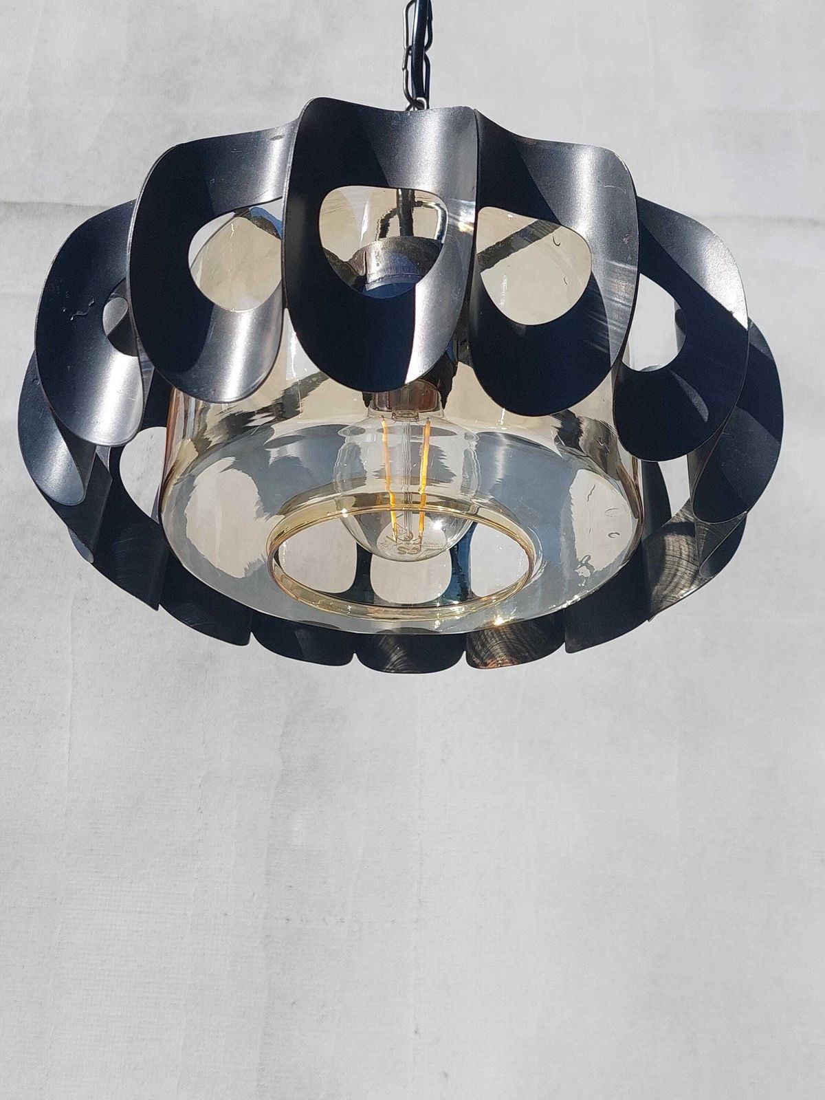 photo furniture Vintage Brutalist Chandelier / Vintage Pendant Lamp / Space Age Pendant Lamp / Mcm Pendant Lamp / Atomic Light / 70's