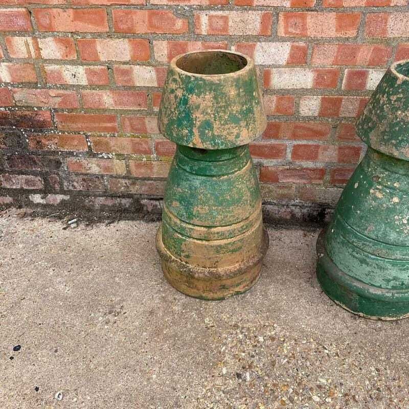 Vintage Early 20thc Stone Chimney Pots Planters Great Patina Aged photo 135.0