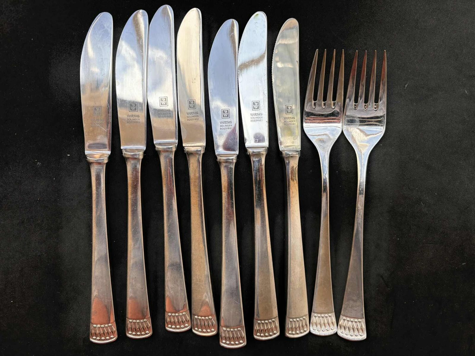 Paul Wirths Cutlery Replacements Spare Pieces Forks And Knives Art Deco Pattern Dinner German Flatware Solingen Stainless Steel photo for sale
