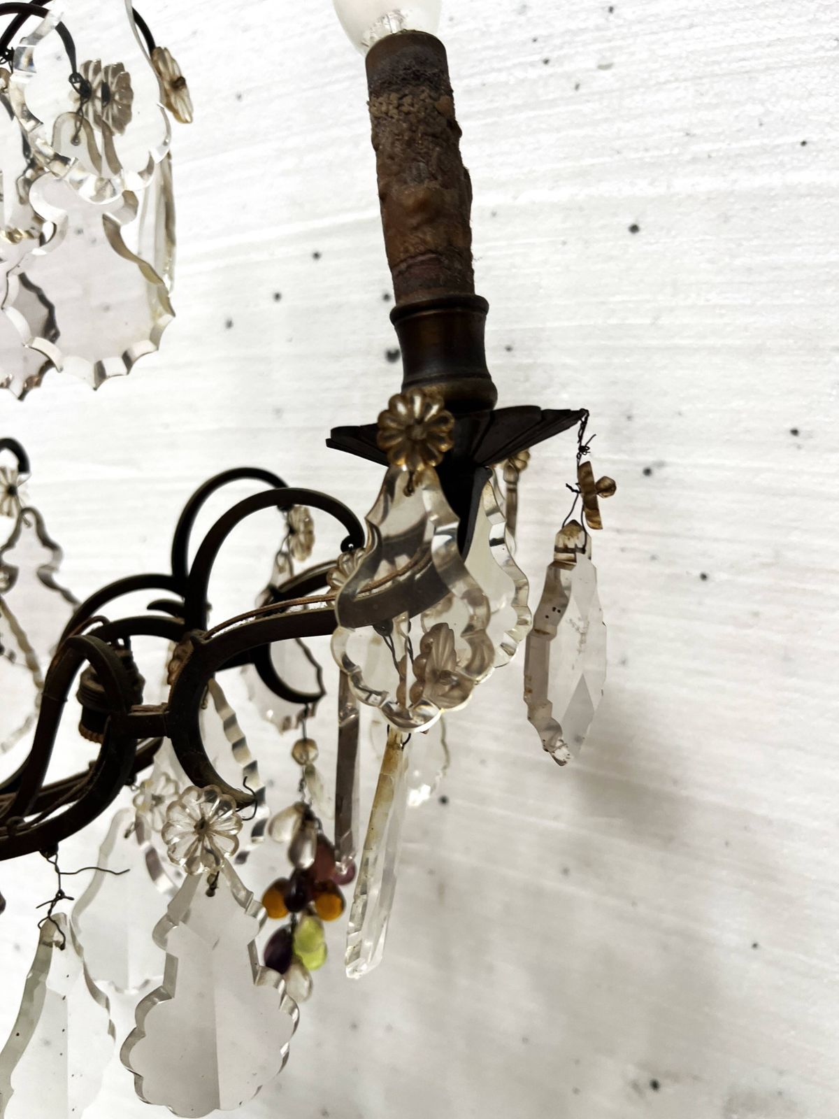Louis XV Style Chandelier With Pendants And Colored Glass Fruits, 20th Century photo buy