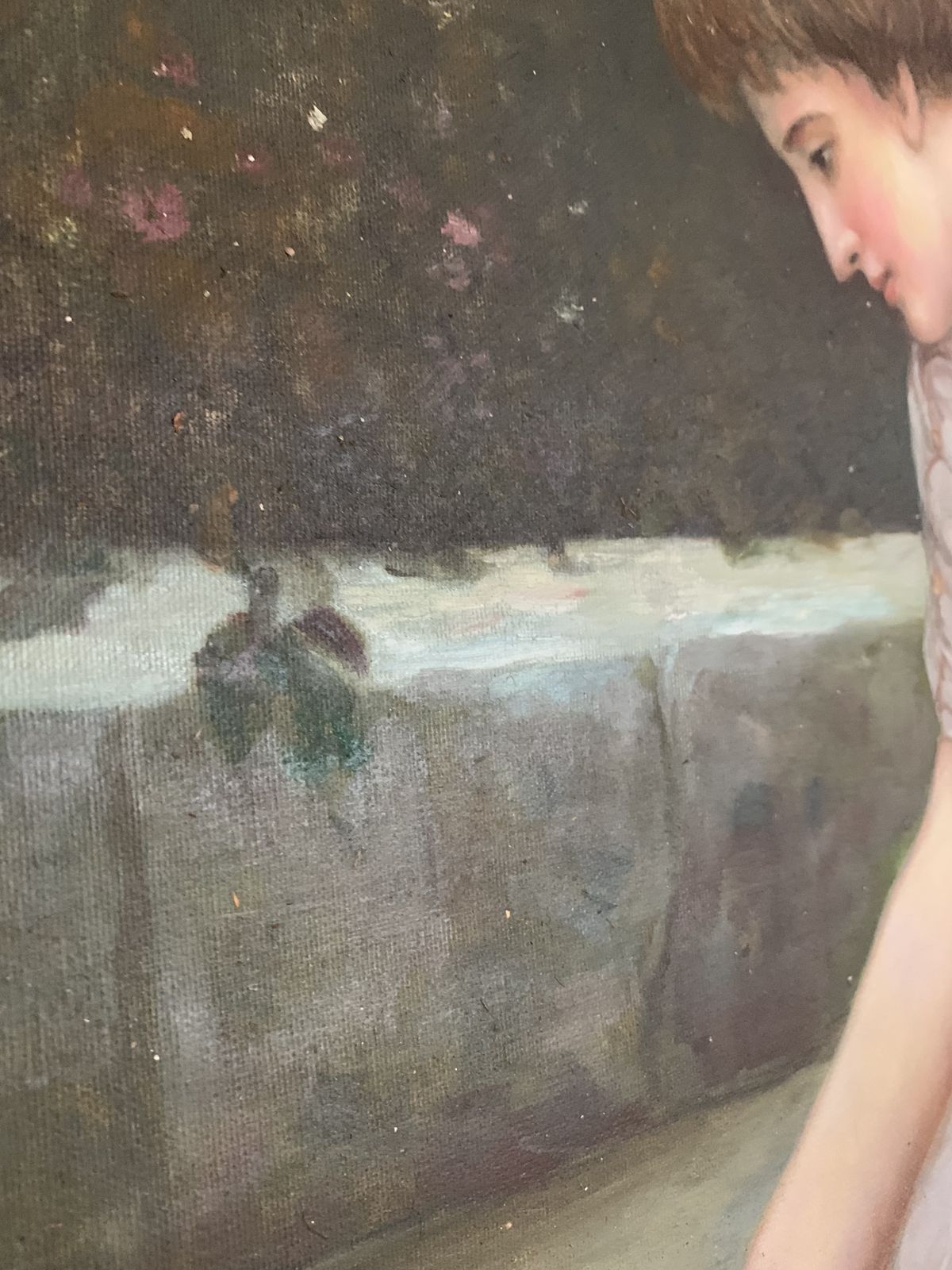Oil Painting, Girl With Bird, Oil On Canvas photo vinterior