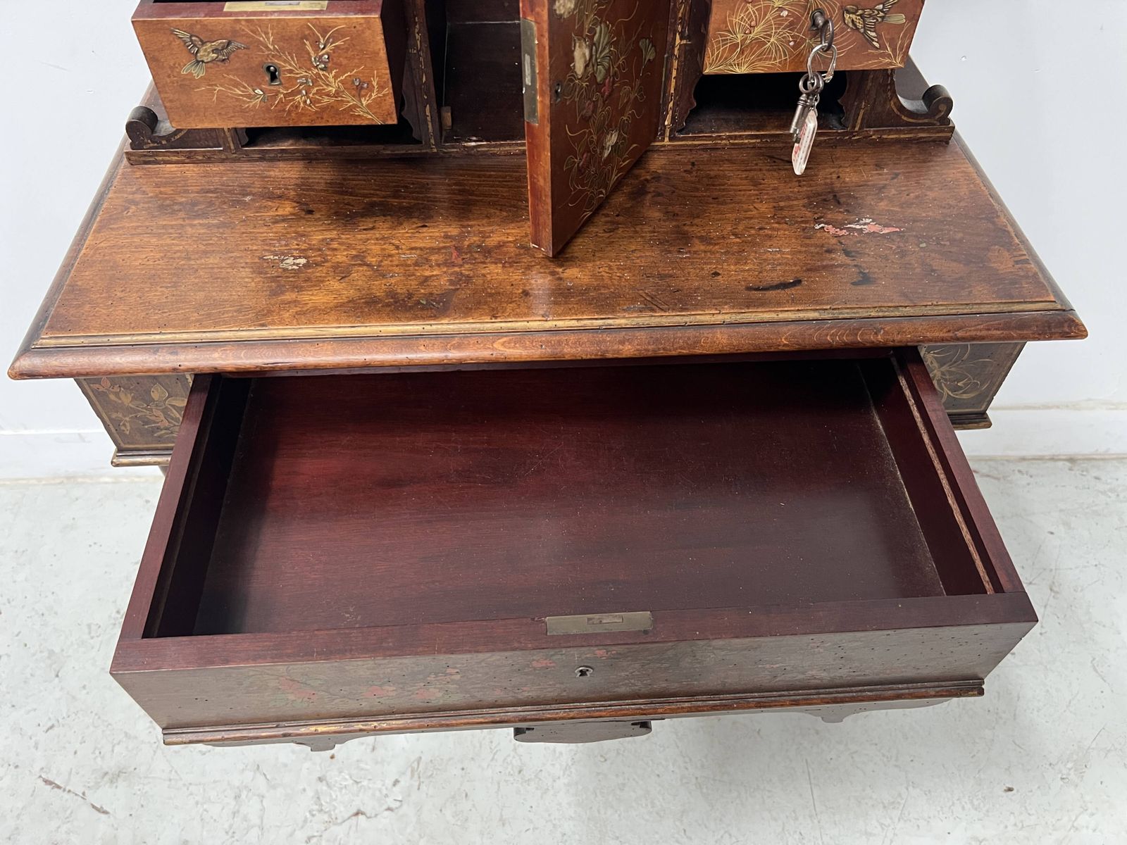 Wooden Stepped Desk Decorated With Pyrography, 19th Centur photo 1343.0