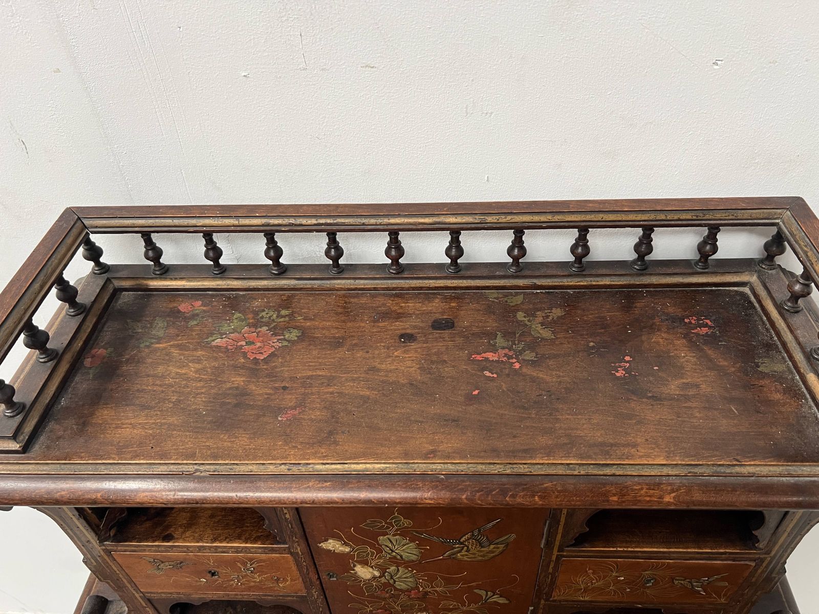 1343.0 Wooden Stepped Desk Decorated With Pyrography, 19th Centur photo