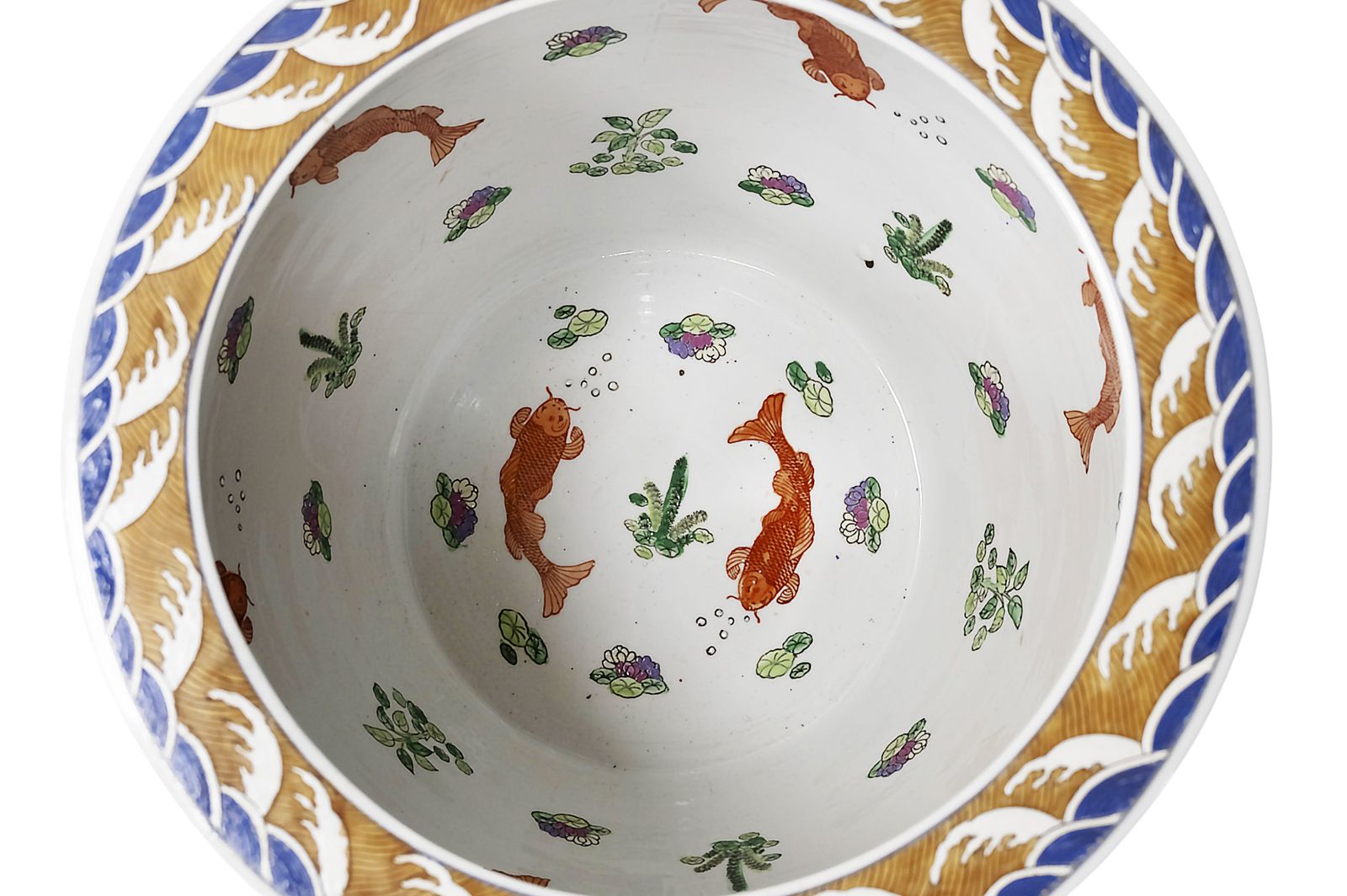 Large Chinese Handmade Ceramic Planter Pot Fish Basin photo furniture