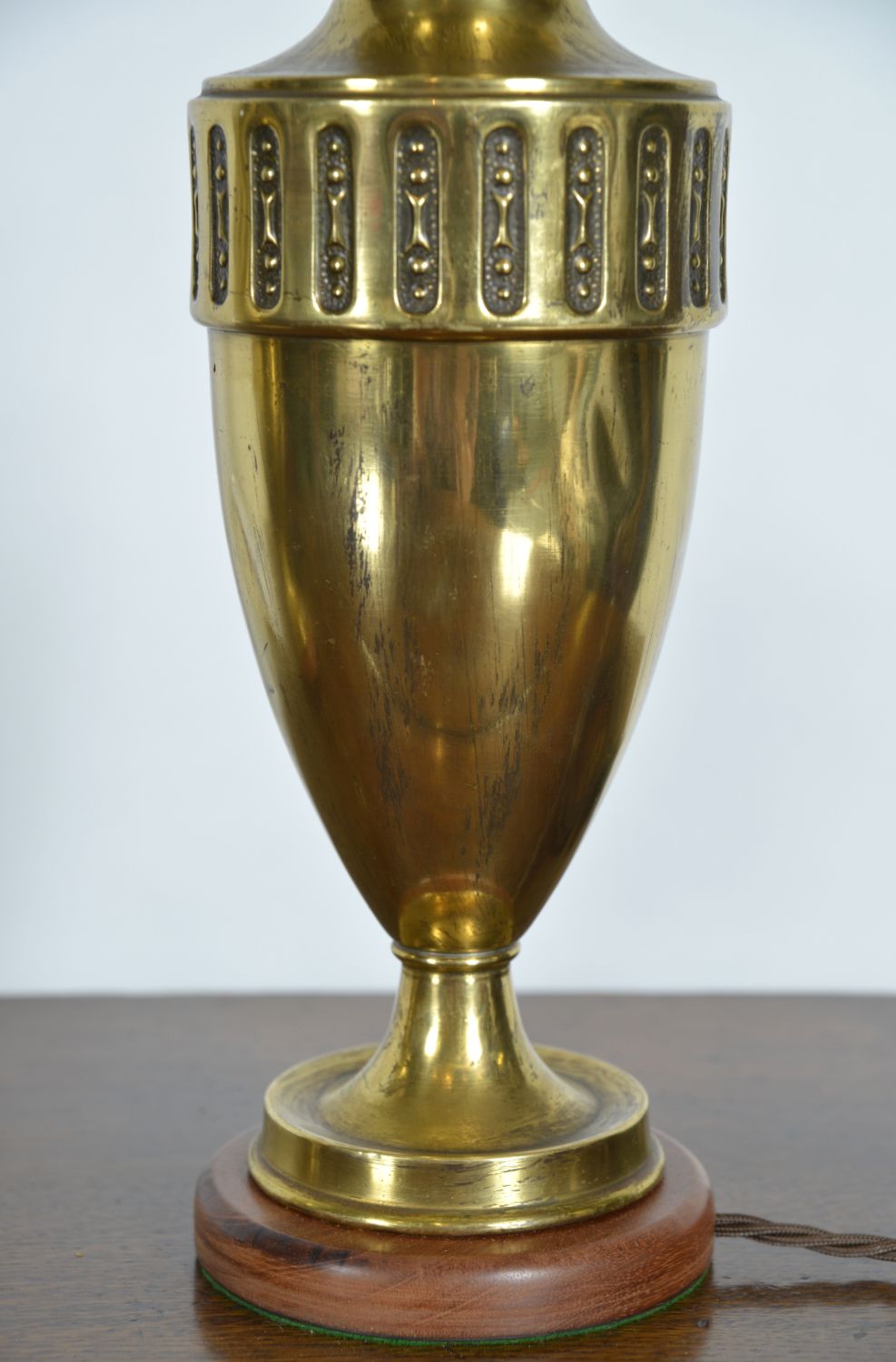 photo for sale Pair Early 20th Century French Art Nouveau Style Brass Urn Table Lamps 1910