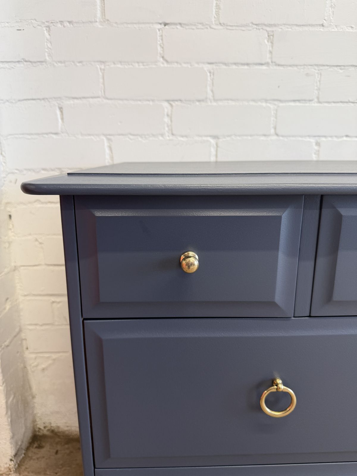 Pair Of Stag Minstrel 4 Over 2 Chests – Professionally Painted In Rooster Blue photo Furniture