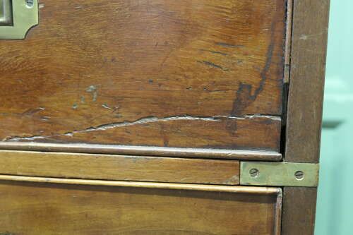 Teak Campaign Chest, 2 Piece Secretaire photo Furniture