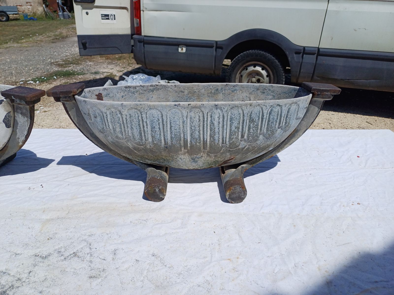 Pair Of Art Deco Enameled Cast Iron Planters photo buy