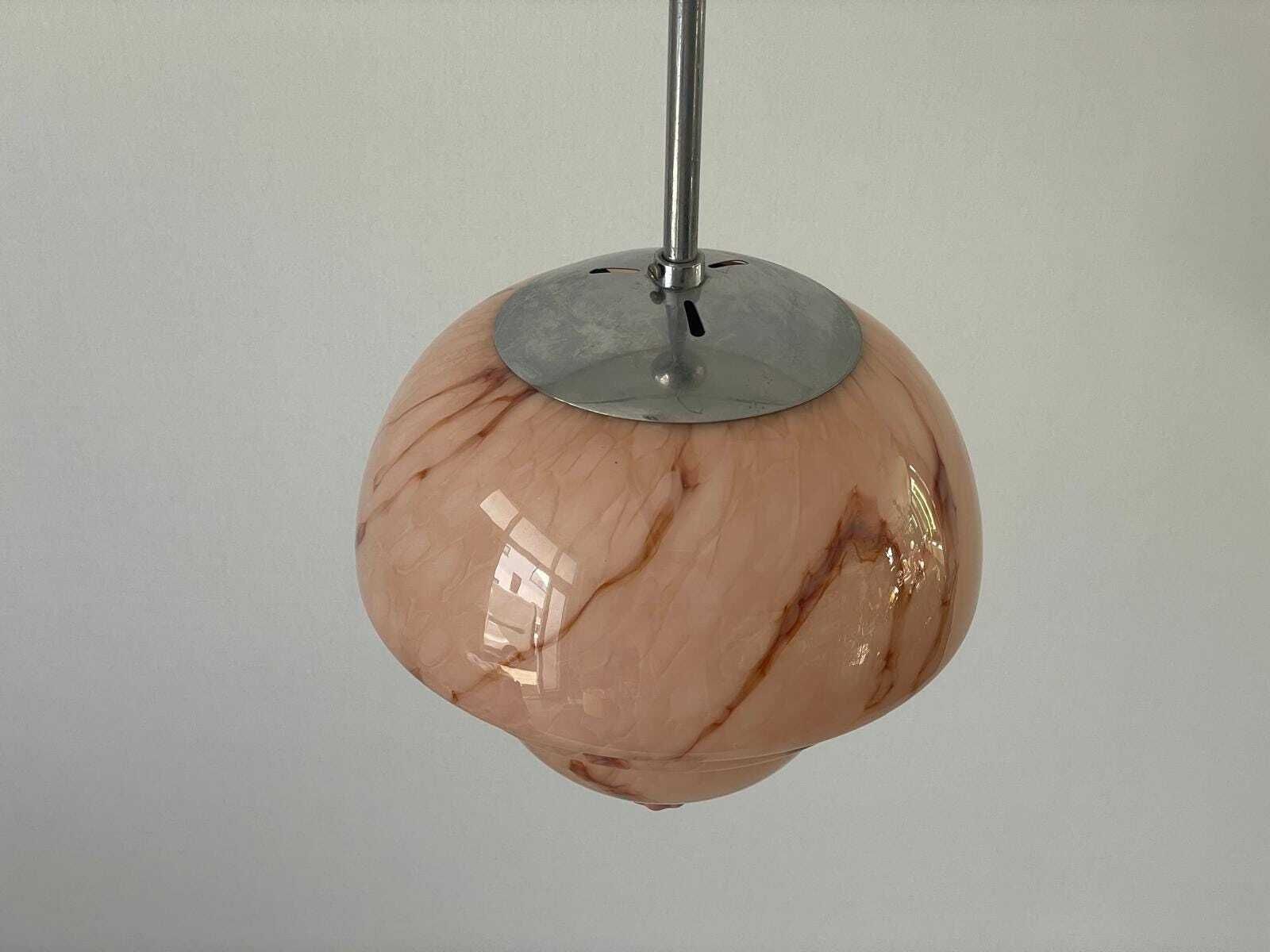 Pink Glass Art Deco Style Ceiling Lamp, 1940s, Germany photo 2032.0