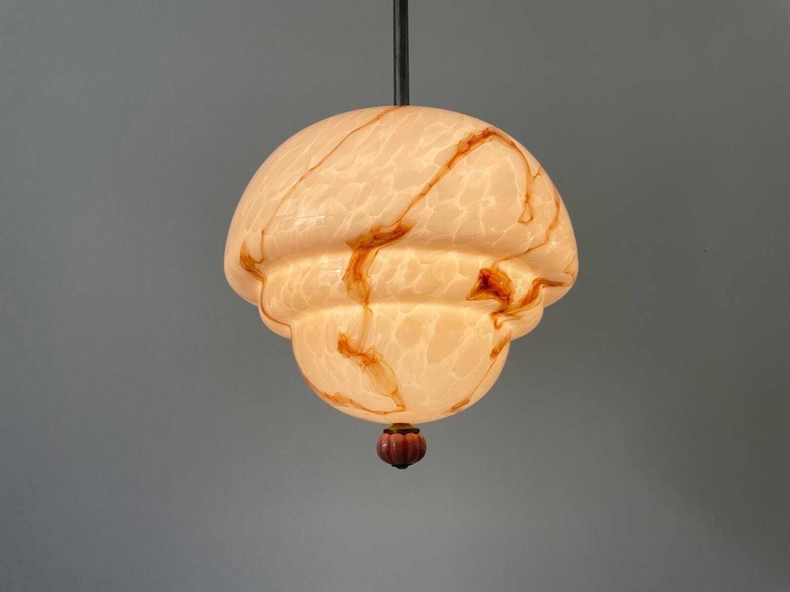 photo for sale Pink Glass Art Deco Style Ceiling Lamp, 1940s, Germany