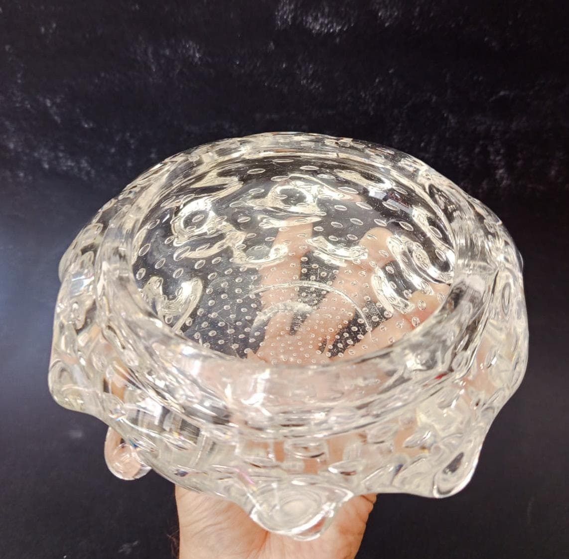 Murano Glass Smoking Set Bullicante Barovier E Toso Type Mugnoni Seguso Transparent Ashtray photo vintage
