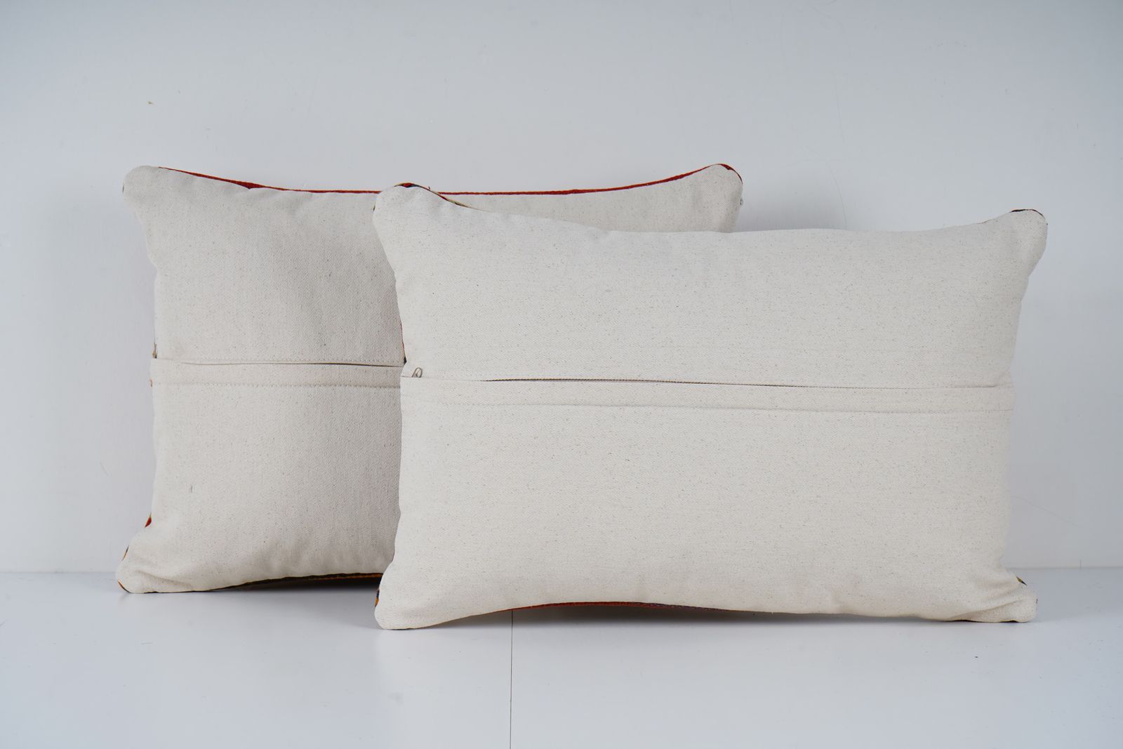 Set Organic Kilim Pillow Cover, Handwoven Turkish Kilim Pillow, Tribal Sofa Pillow photo 100.0