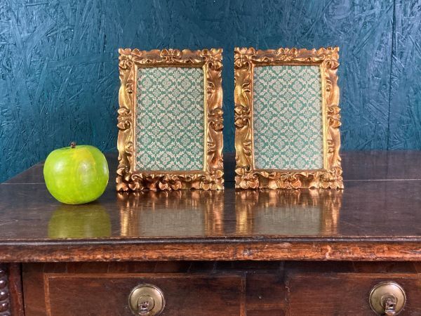 A Fine Cute Pair Of Vintage Italian Carved Gilt Wood Picture Frames photo furniture