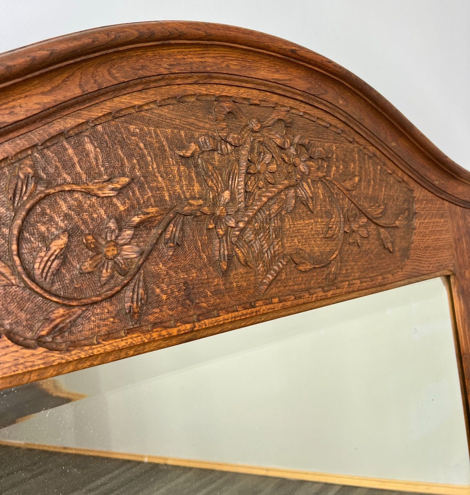 Mirror Antique French Oak Carved Floral Frame – Lot 4119 photo for sale