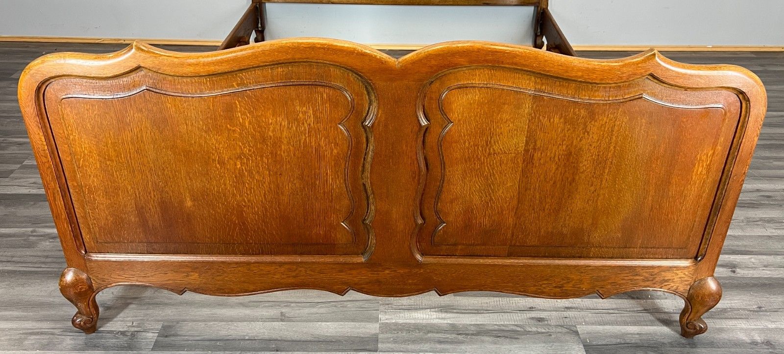 Bed Frame Vintage French Louis XVI Style Oak Double Carved Panel Lot 4111 photo for sale