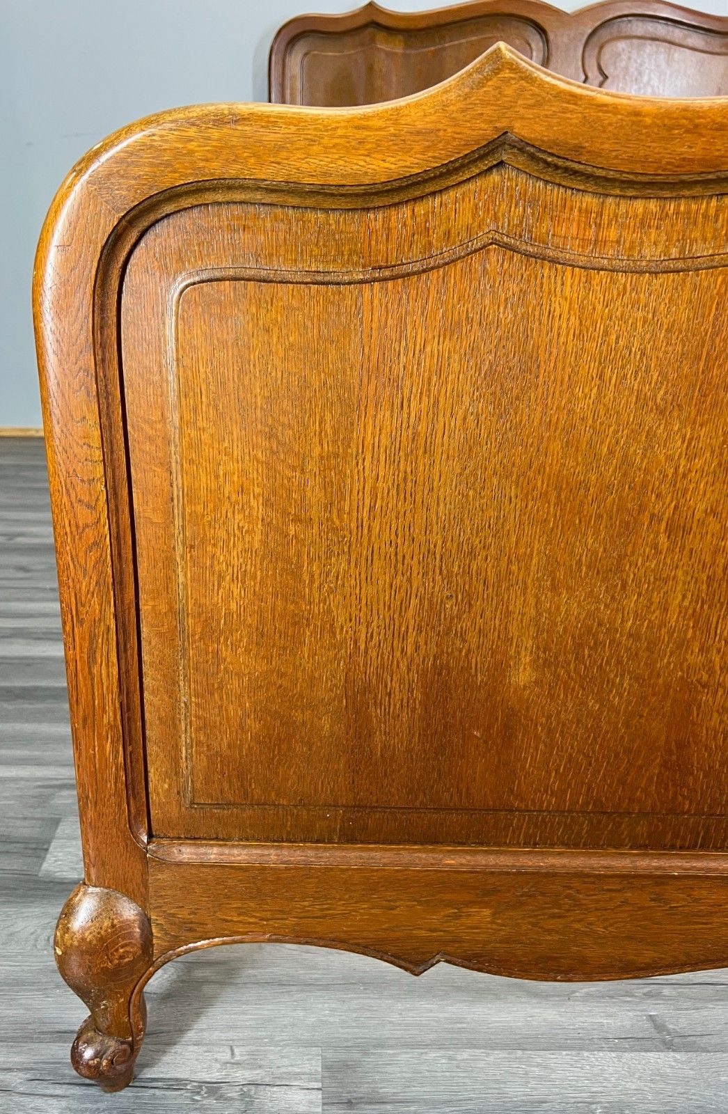 Bed Frame Vintage French Louis XVI Style Oak Double Carved Panel Lot 4111 photo Furniture