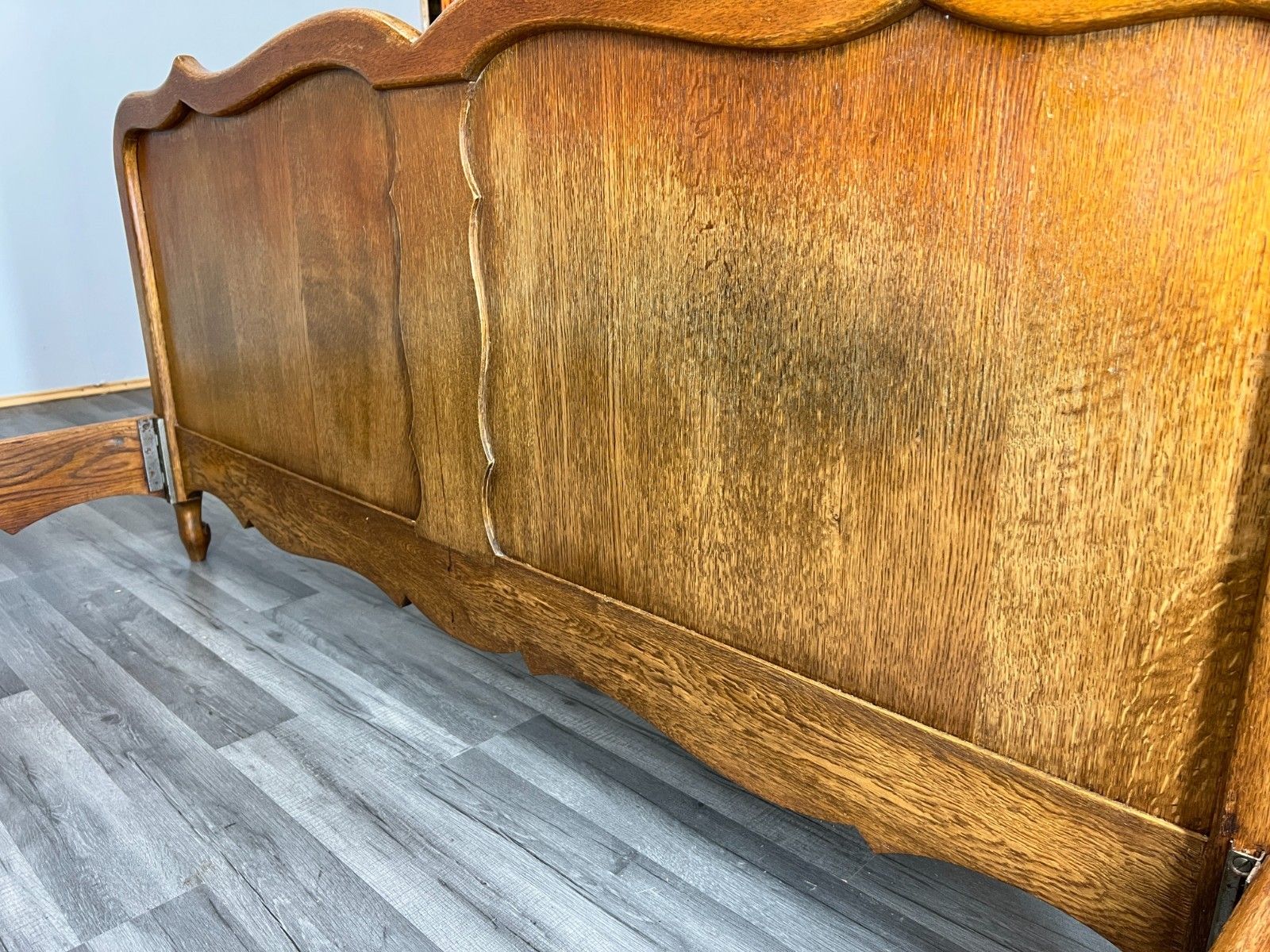 Furniture Bed Frame Vintage French Louis XVI Style Oak Double Carved Panel Lot 4111 photo