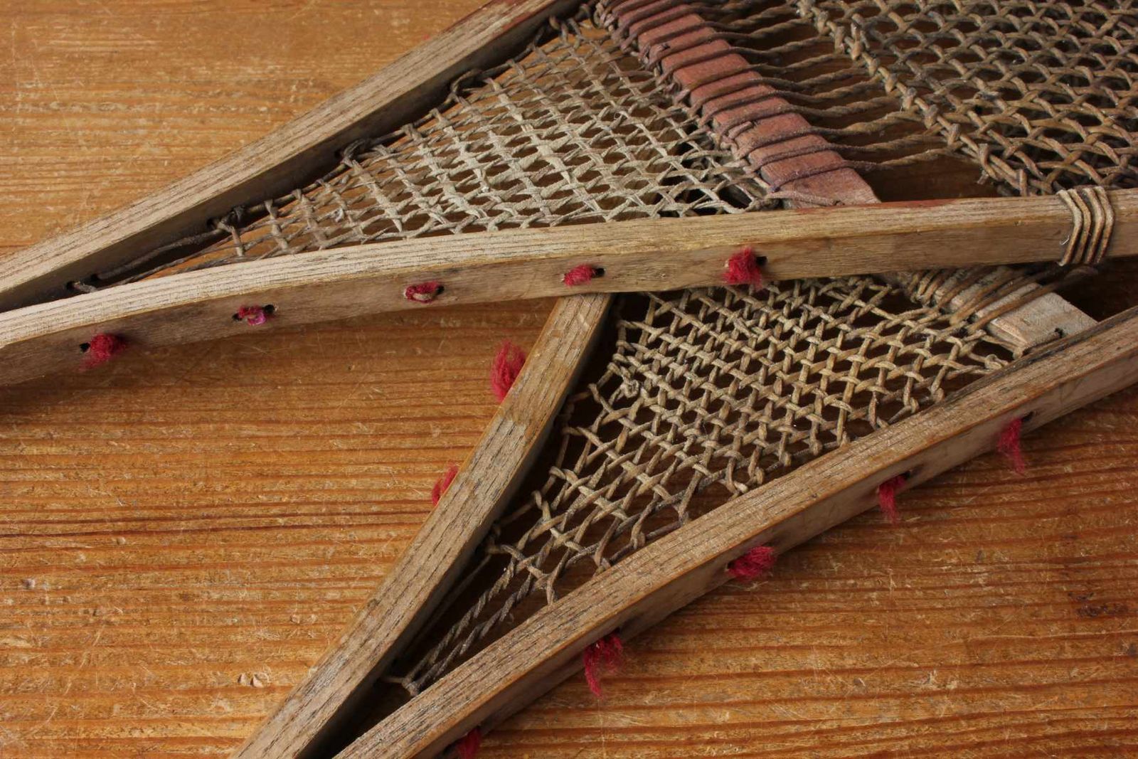 Antique Pair Of Native American Indian Pom Pom Snowshoes. Ski Lodge. photo buy