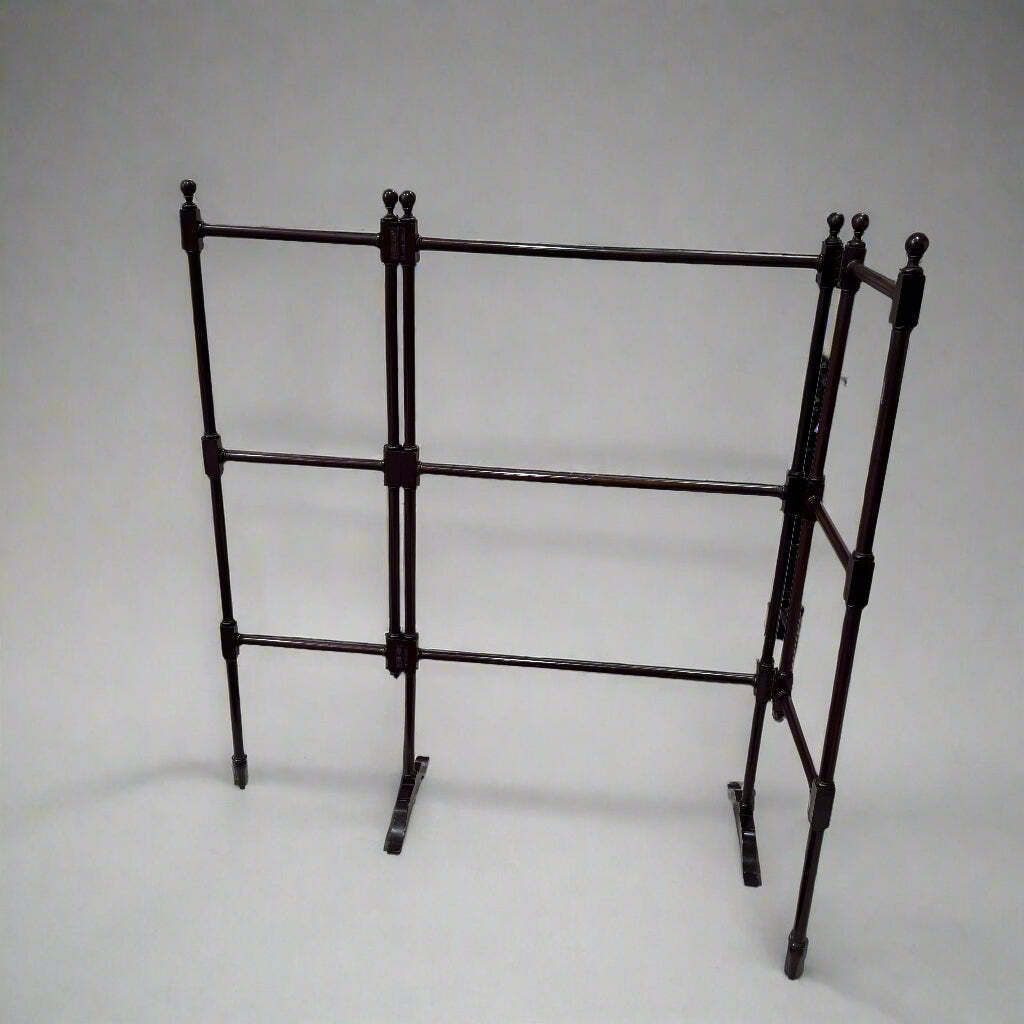19th Century Mahogany Folding Towel Stand With Turned Rails